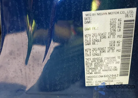 2022 Nissan Frontier Sv 4X2 from USA, damaged, VIN 1N6ED1EJ2NN602942